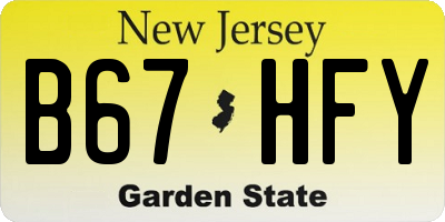 NJ license plate B67HFY