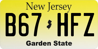 NJ license plate B67HFZ
