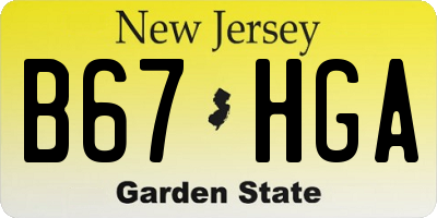 NJ license plate B67HGA