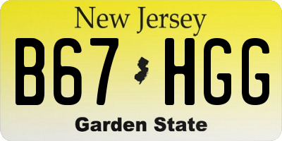 NJ license plate B67HGG