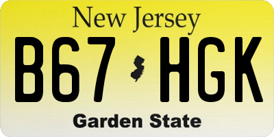 NJ license plate B67HGK