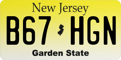 NJ license plate B67HGN
