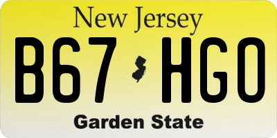 NJ license plate B67HGO
