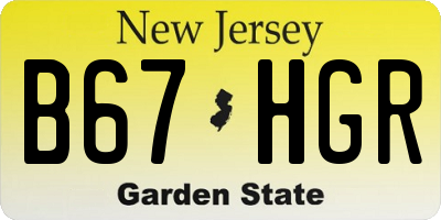 NJ license plate B67HGR