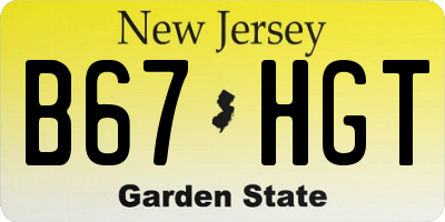 NJ license plate B67HGT