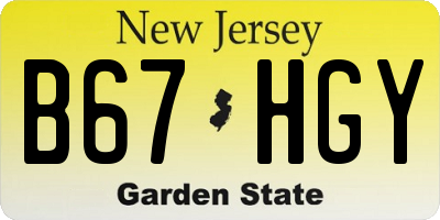 NJ license plate B67HGY