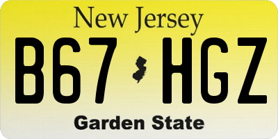 NJ license plate B67HGZ