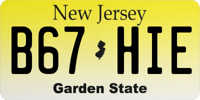 NJ license plate B67HIE