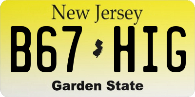 NJ license plate B67HIG
