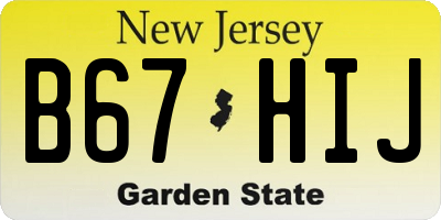 NJ license plate B67HIJ