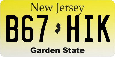 NJ license plate B67HIK