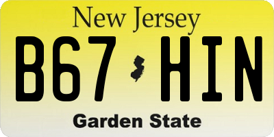 NJ license plate B67HIN