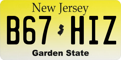 NJ license plate B67HIZ