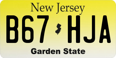 NJ license plate B67HJA