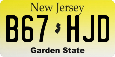 NJ license plate B67HJD