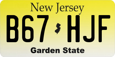 NJ license plate B67HJF