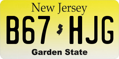 NJ license plate B67HJG