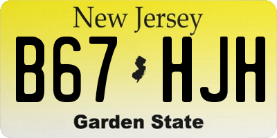NJ license plate B67HJH