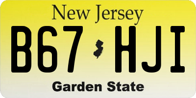 NJ license plate B67HJI