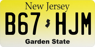 NJ license plate B67HJM