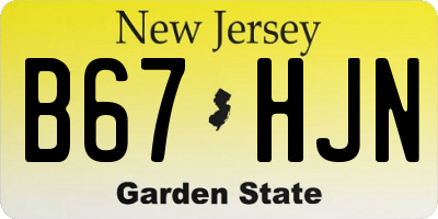 NJ license plate B67HJN