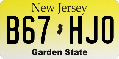 NJ license plate B67HJO