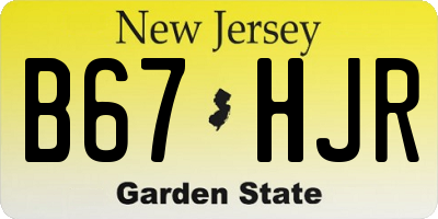 NJ license plate B67HJR