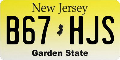 NJ license plate B67HJS