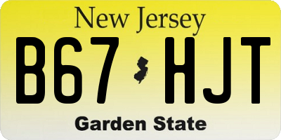 NJ license plate B67HJT