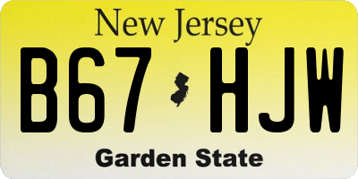 NJ license plate B67HJW