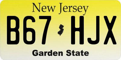NJ license plate B67HJX