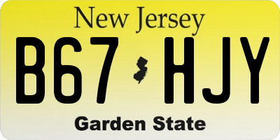 NJ license plate B67HJY