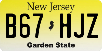 NJ license plate B67HJZ