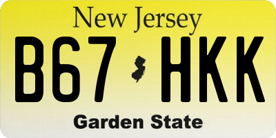 NJ license plate B67HKK