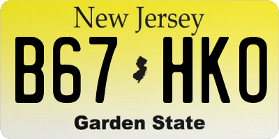 NJ license plate B67HKO
