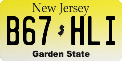 NJ license plate B67HLI