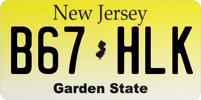 NJ license plate B67HLK