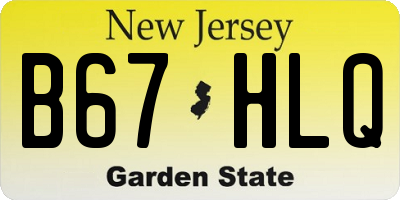 NJ license plate B67HLQ