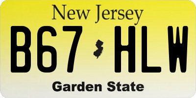NJ license plate B67HLW