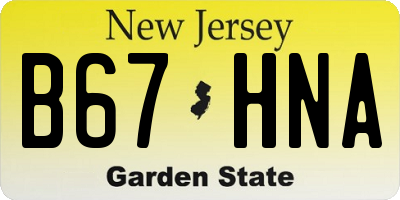NJ license plate B67HNA