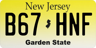 NJ license plate B67HNF