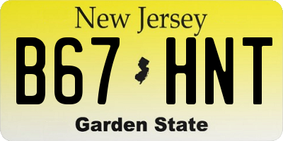 NJ license plate B67HNT