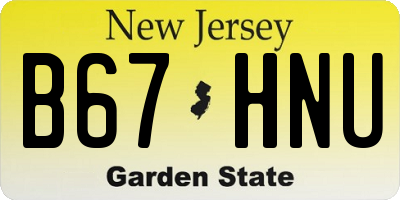 NJ license plate B67HNU
