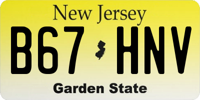 NJ license plate B67HNV