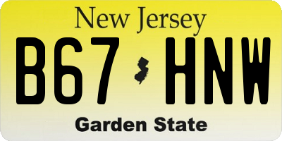 NJ license plate B67HNW
