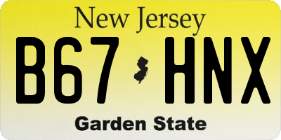 NJ license plate B67HNX