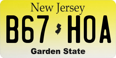 NJ license plate B67HOA
