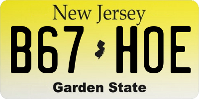 NJ license plate B67HOE