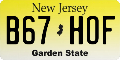 NJ license plate B67HOF