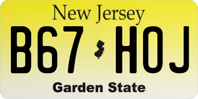 NJ license plate B67HOJ